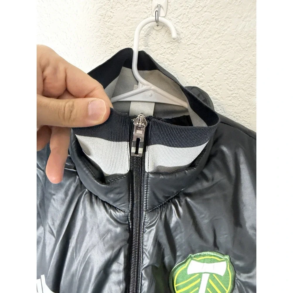 Portland Timbers‎ Adidas MLS Puffer Vest Black Size XL Sleeveless Zip Fan Jacket